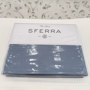 SFERRA LEONARDO PERCALE 4 PIECE CAL-KING SHEET SET IN POOLSIDE BLUE MADE ITALY